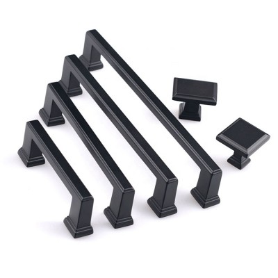 Handles Knob Modern Square Black Interior Pull Kitchen Bedroom Furniture Handle Zinc,Zamak 7-15 Days Simple,Modern